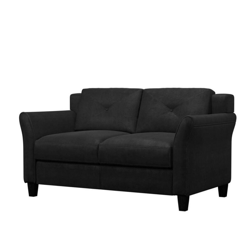 Lifestyle Solutions Taryn Curved Arm Loveseat, Black Fabric - Image 14