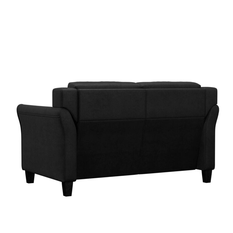 Lifestyle Solutions Taryn Curved Arm Loveseat, Black Fabric - Image 10