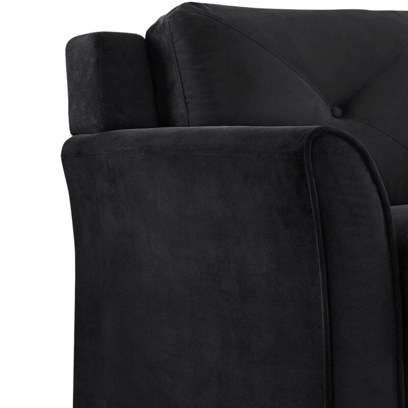 Lifestyle Solutions Taryn Curved Arm Loveseat, Black Fabric - Image 16