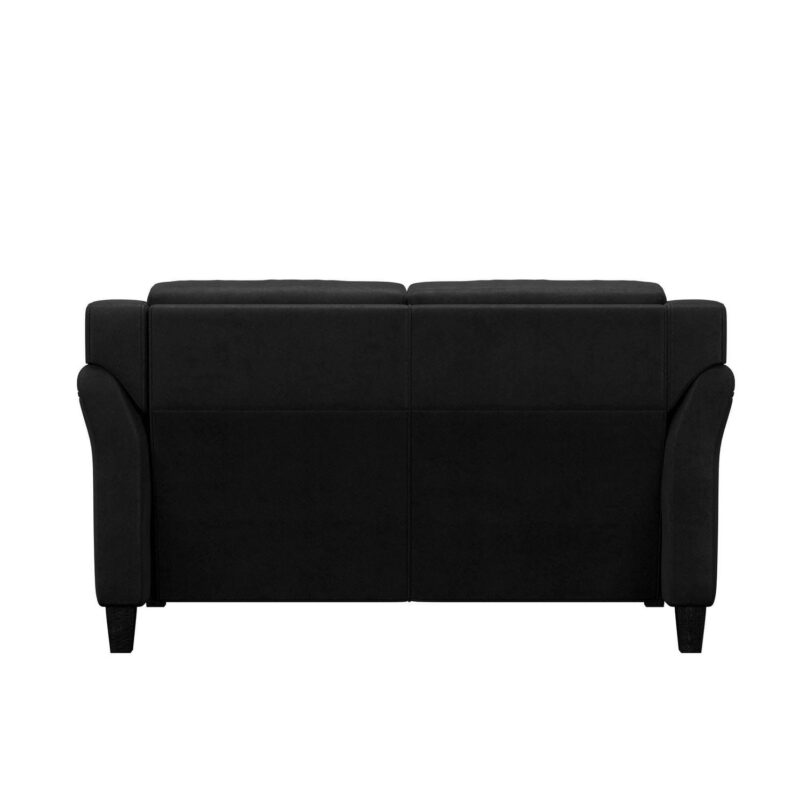 Lifestyle Solutions Taryn Curved Arm Loveseat, Black Fabric - Image 9