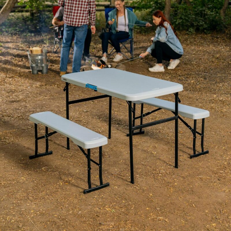 Lifetime 42  Table with Benches (HDPE and Powder Coated Steel). Boulder Gray - Image 3