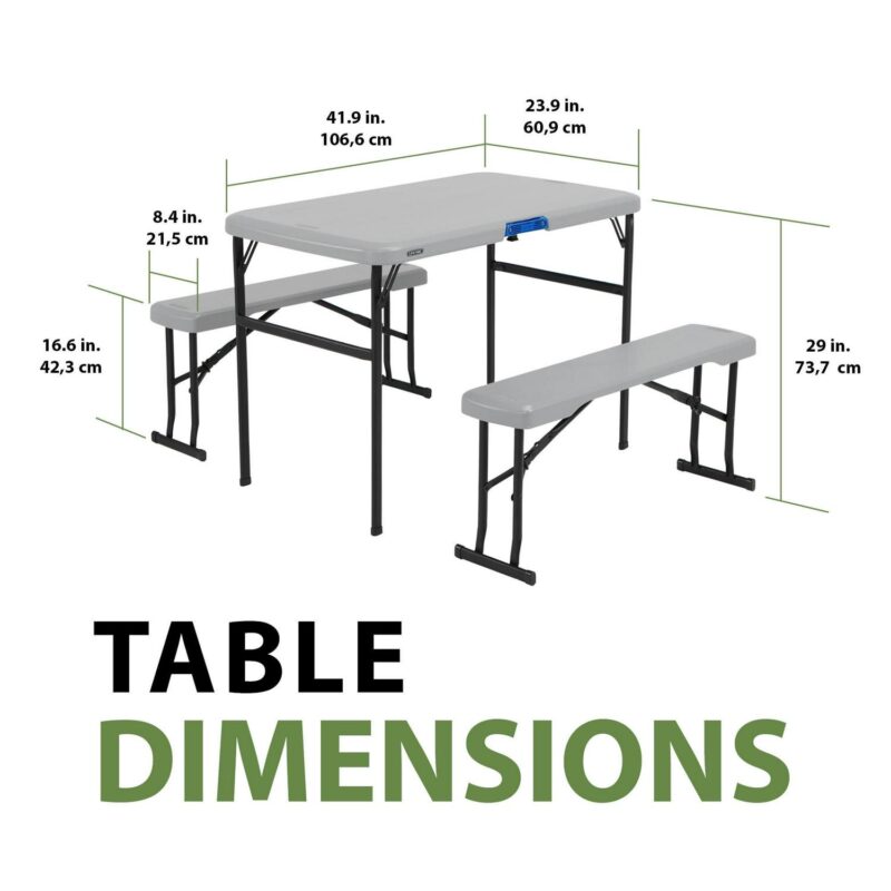 Lifetime 42  Table with Benches (HDPE and Powder Coated Steel). Boulder Gray - Image 14