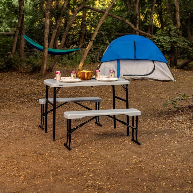 Lifetime 42  Table with Benches (HDPE and Powder Coated Steel). Boulder Gray - Image 5