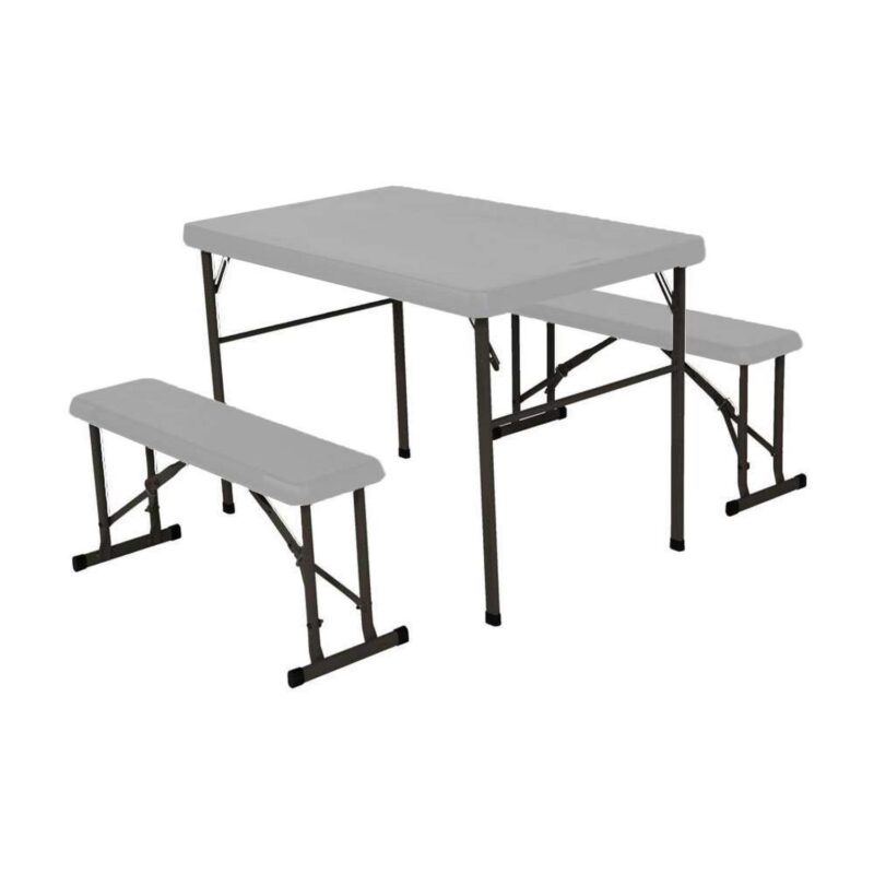 Lifetime 42  Table with Benches (HDPE and Powder Coated Steel). Boulder Gray