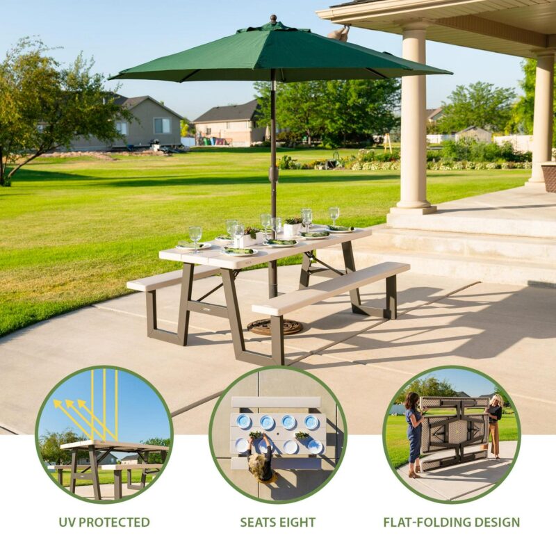 Lifetime 6-Foot W-Frame Desert Sand - HDPE Folding Picnic Table (60364) - Image 4