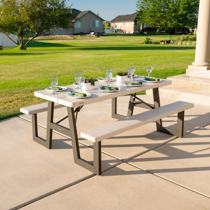 Lifetime 6-Foot W-Frame Desert Sand - HDPE Folding Picnic Table (60364) - Image 5