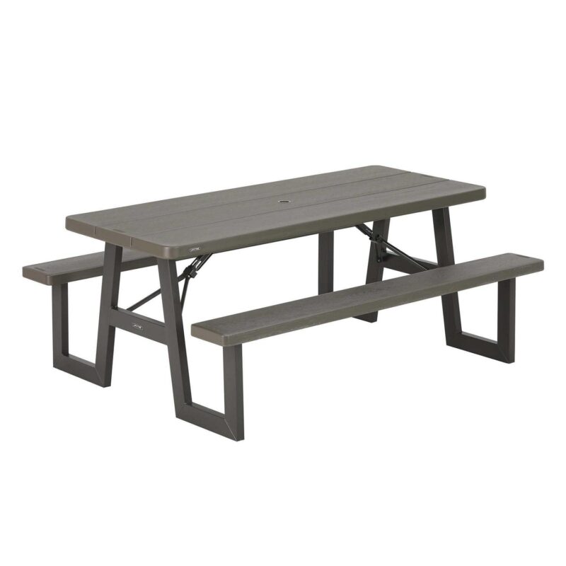 Lifetime 6-Foot W-Frame Polyethylene Folding Picnic Table, Brown (60233) - Image 2