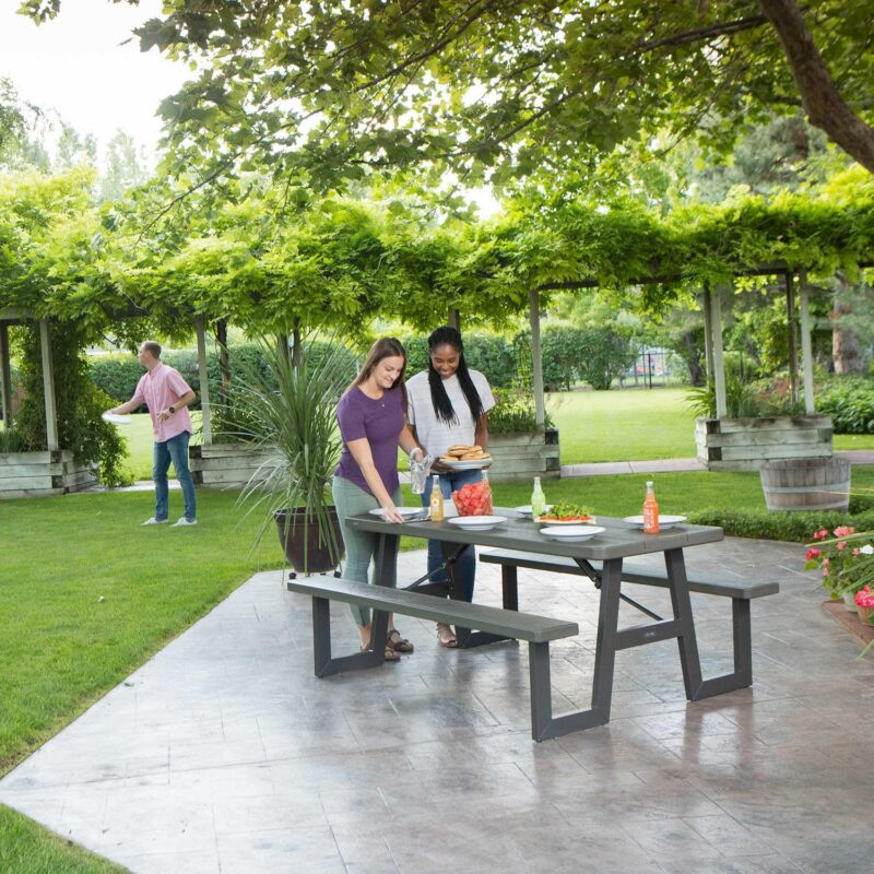 Lifetime 6-Foot W-Frame Polyethylene Folding Picnic Table, Brown (60233) - Image 22