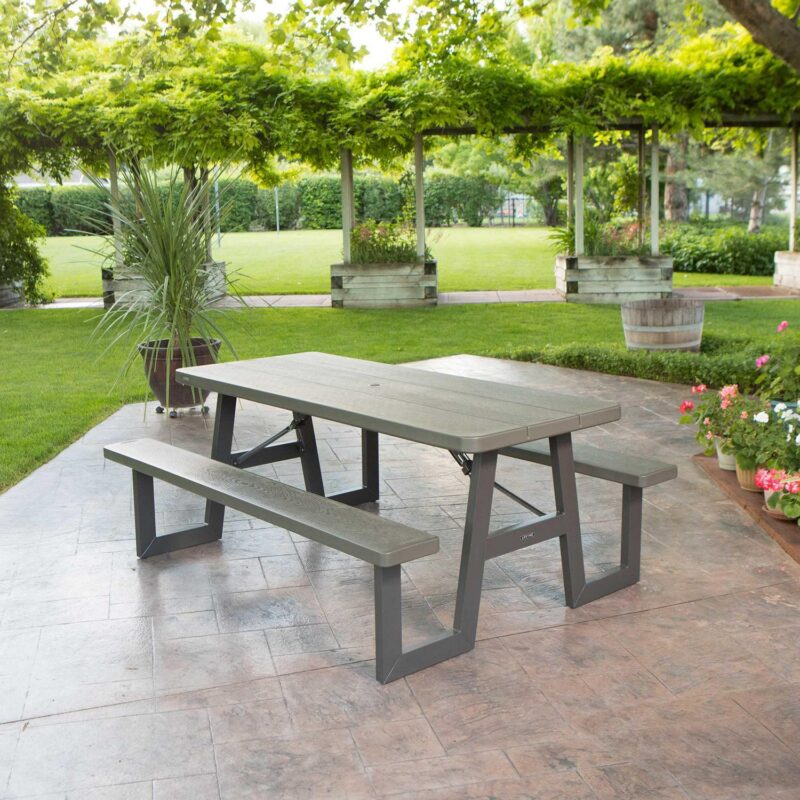 Lifetime 6-Foot W-Frame Polyethylene Folding Picnic Table, Brown (60233) - Image 7