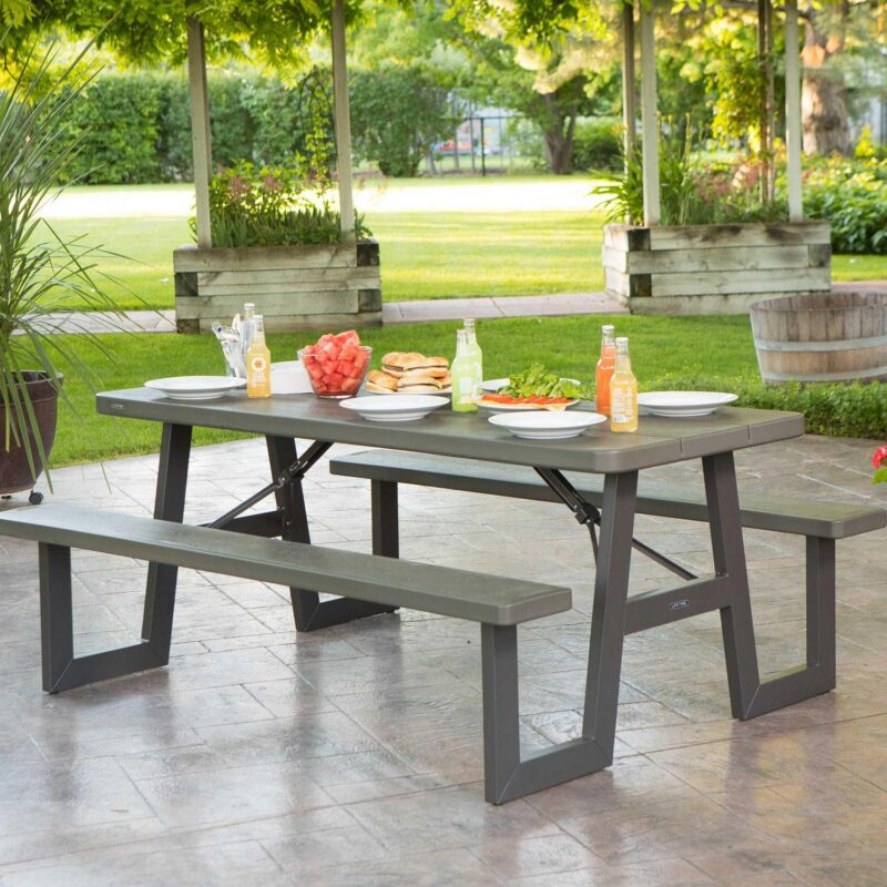 Lifetime 6-Foot W-Frame Polyethylene Folding Picnic Table, Brown (60233) - Image 19
