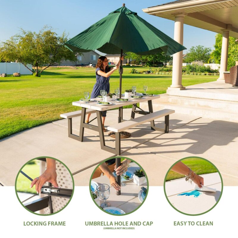 Lifetime 6-Foot W-Frame Desert Sand - HDPE Folding Picnic Table (60364) - Image 3