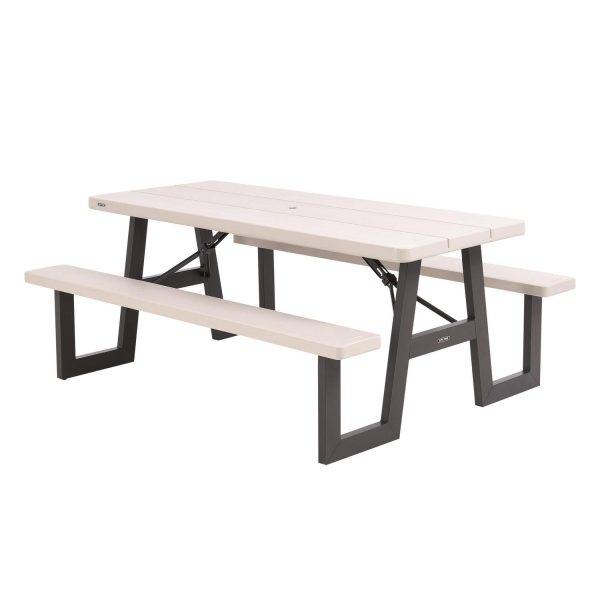 Lifetime 6-Foot W-Frame Desert Sand - HDPE Folding Picnic Table (60364)
