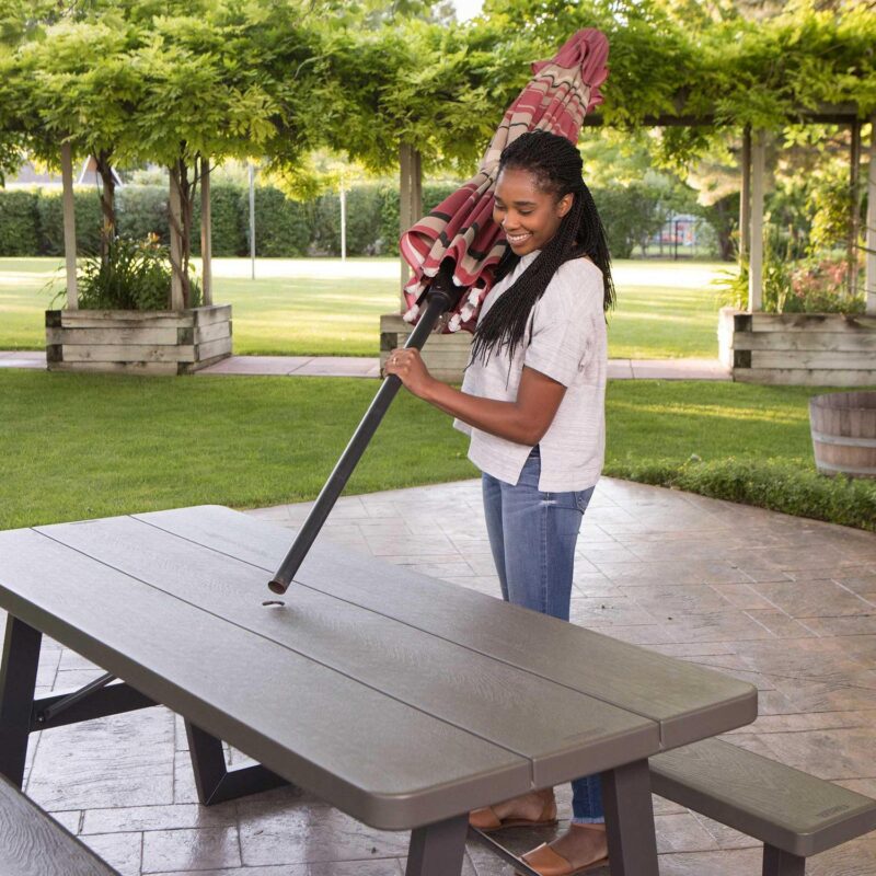 Lifetime 6-Foot W-Frame Polyethylene Folding Picnic Table, Brown (60233) - Image 10