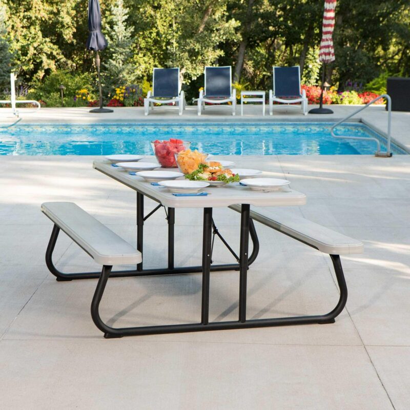Lifetime 6 ft. Classic Folding Polyethylene Picnic Table, Gray (260265) - Image 8