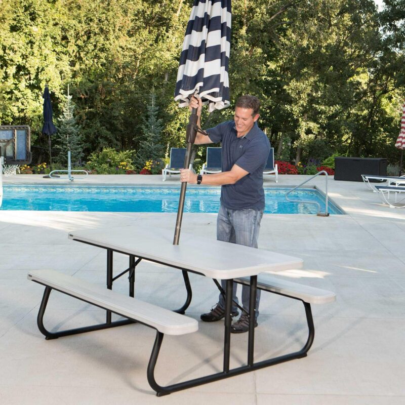 Lifetime 6 ft. Classic Folding Polyethylene Picnic Table, Gray (260265) - Image 6