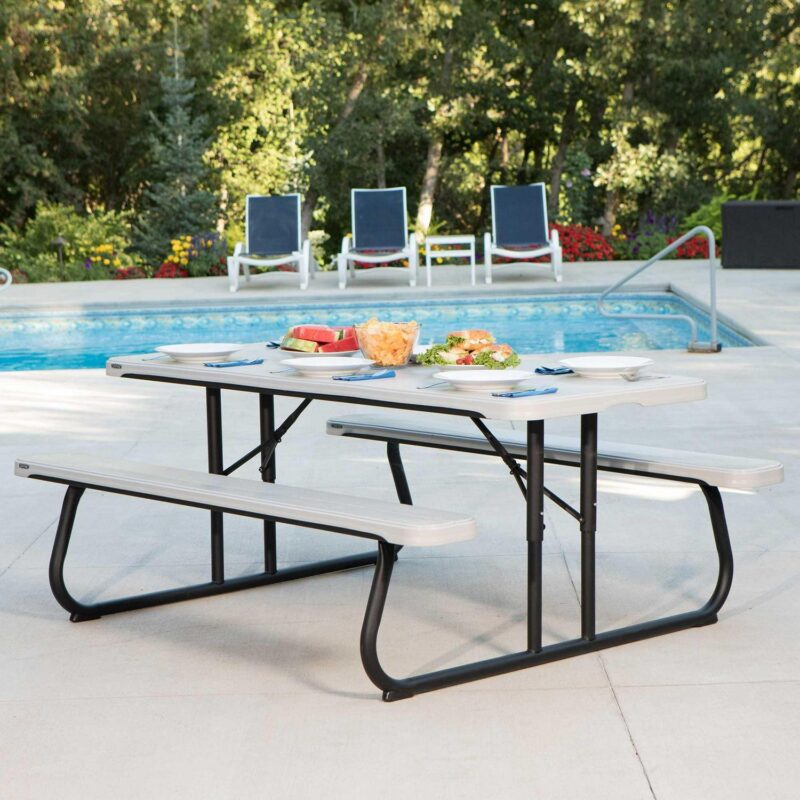Lifetime 6 ft. Classic Folding Polyethylene Picnic Table, Gray (260265) - Image 11