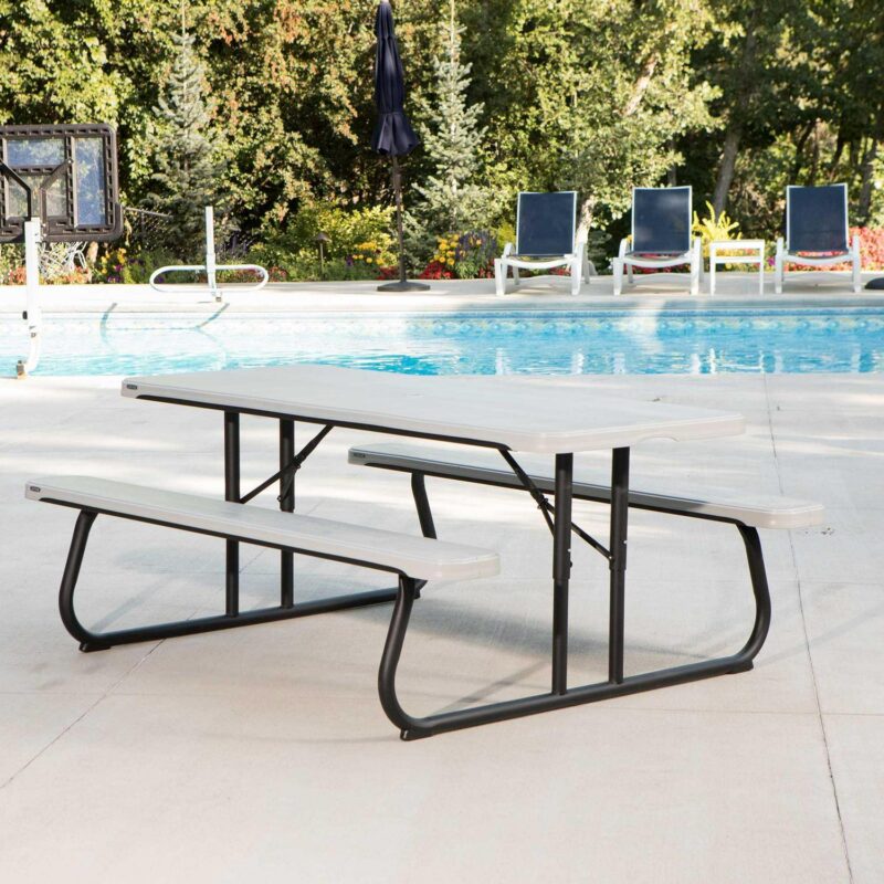 Lifetime 6 ft. Classic Folding Polyethylene Picnic Table, Gray (260265) - Image 5