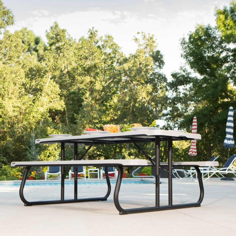 Lifetime 6 ft. Classic Folding Polyethylene Picnic Table, Gray (260265) - Image 12