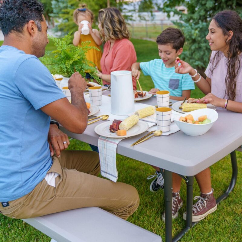 Lifetime 8-Foot Classic Folding Polyethylene Picnic Table, Almond, 80123 - Image 11