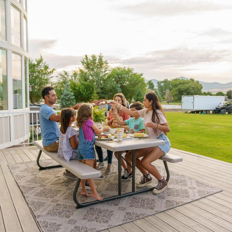 Lifetime 8-Foot Classic Folding Polyethylene Picnic Table, Almond, 80123 - Image 8