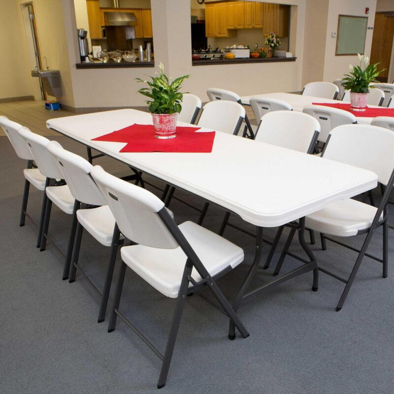 Lifetime 8 Foot Rectangle Folding Table, Indoor/Outdoor Commercial Grade, White Granite, Set of 4 (80344) - Image 14