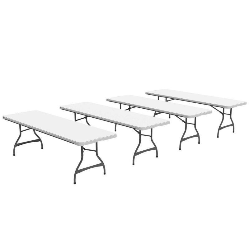 Lifetime 8 Foot Rectangle Folding Table, Indoor/Outdoor Commercial Grade, White Granite, Set of 4 (80344) - Image 7