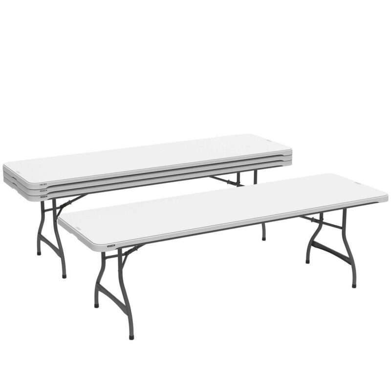 Lifetime 8 Foot Rectangle Folding Table, Indoor/Outdoor Commercial Grade, White Granite, Set of 4 (80344) - Image 9