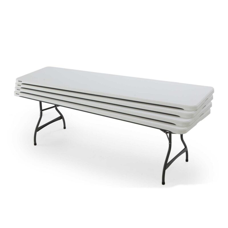 Lifetime 8 Foot Rectangle Folding Table, Indoor/Outdoor Commercial Grade, White Granite, Set of 4 (80344) - Image 15