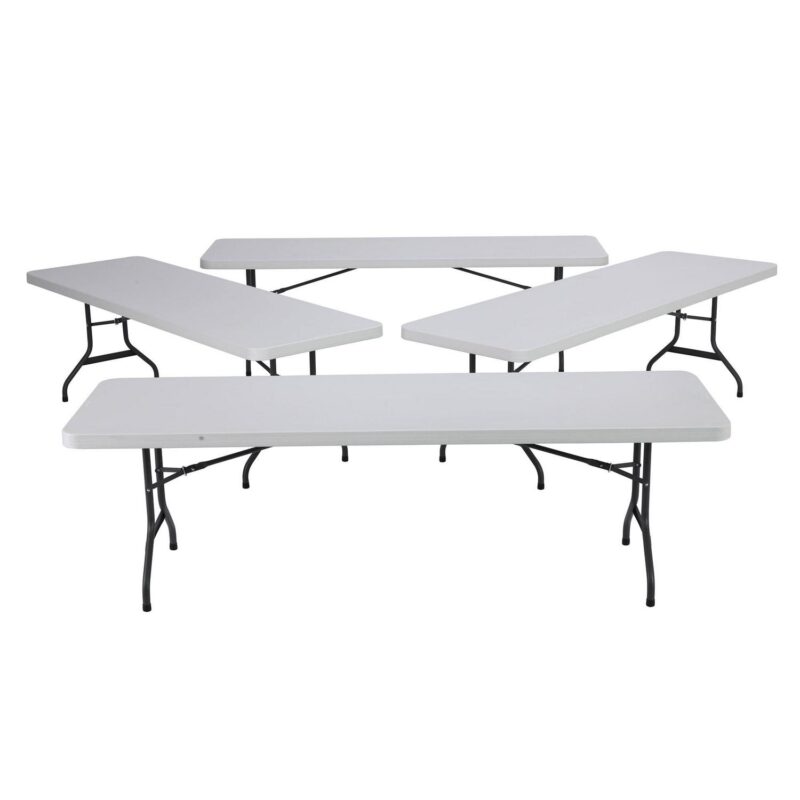 Lifetime 8 ft. Rectangle Folding Table, Indoor/Outdoor Commercial Grade, White Set of 4 (42980) - Image 11