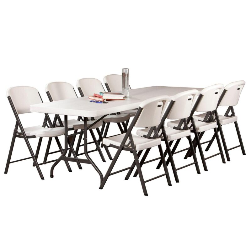 Lifetime 8 ft. Rectangle Folding Table, Indoor/Outdoor Commercial Grade, White Set of 4 (42980) - Image 9