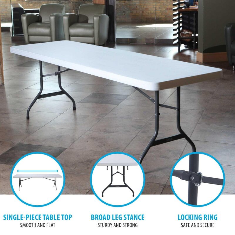 Lifetime 8 ft. Rectangle Folding Table, Indoor/Outdoor Commercial Grade, White Set of 4 (42980) - Image 4