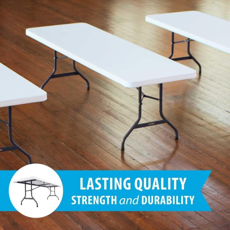 Lifetime 8 ft. Rectangle Folding Table, Indoor/Outdoor Commercial Grade, White Set of 4 (42980) - Image 3