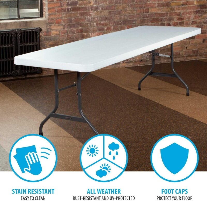 Lifetime 8 ft. Rectangle Folding Table, Indoor/Outdoor Commercial Grade, White Set of 4 (42980) - Image 6