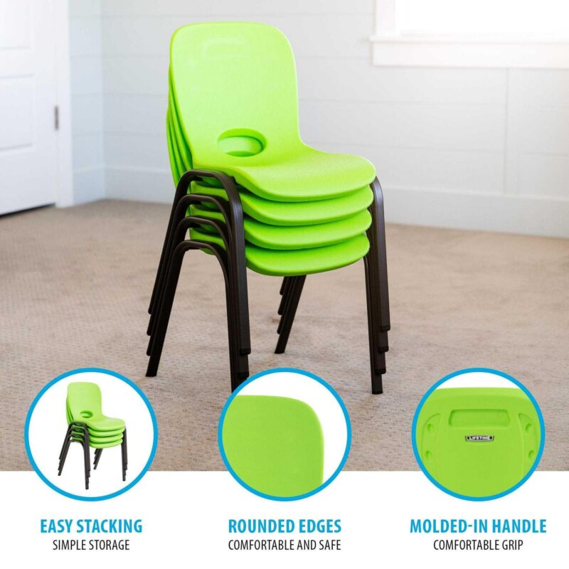 Lifetime Children's Stacking Chairs, Lime Green - Pack of 13 - Image 3