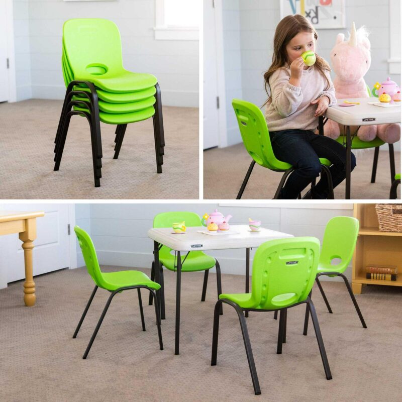 Lifetime Children's Stacking Chairs, Lime Green - Pack of 13 - Image 6