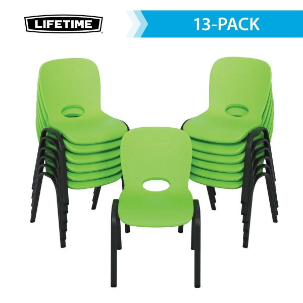 Lifetime Children's Stacking Chairs, Lime Green - Pack of 13