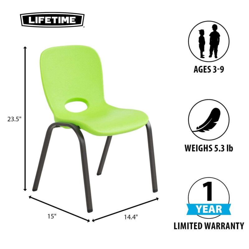 Lifetime Children's Stacking Chairs, Lime Green - Pack of 13 - Image 8
