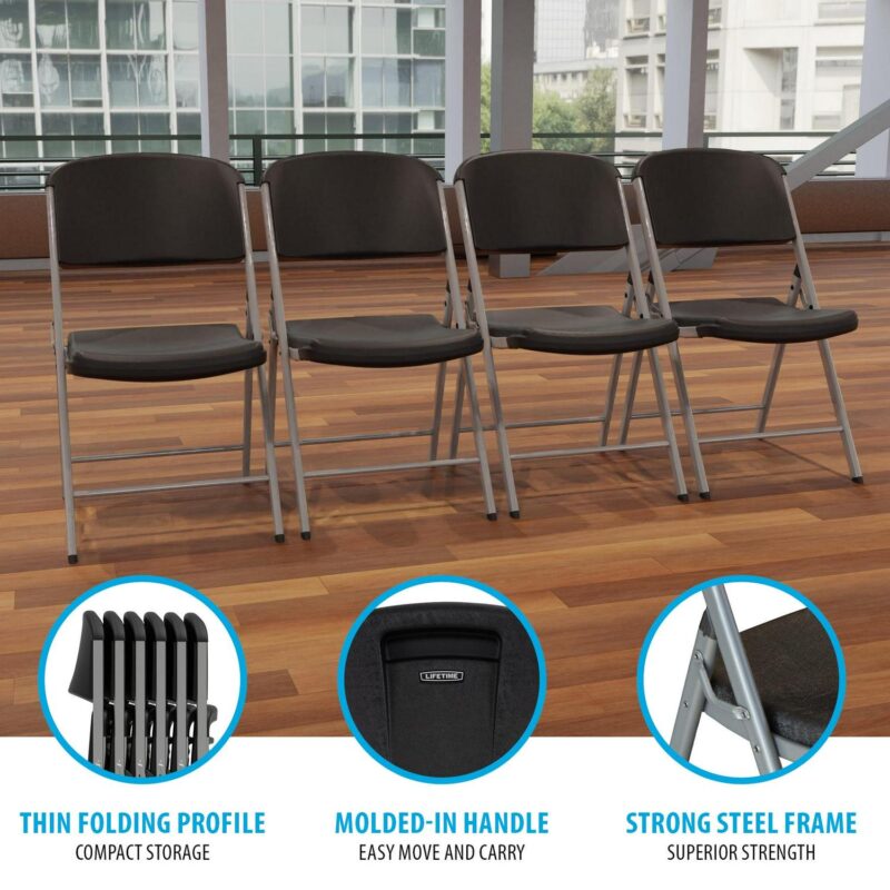 Lifetime Folding Chair, Indoor/Outdoor Commercial, Black, 6 Pack (80844) - Image 5
