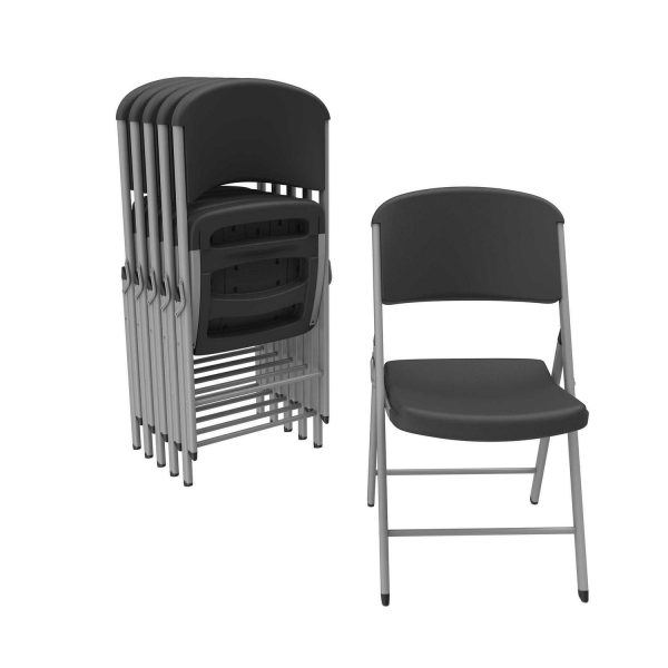 Lifetime Folding Chair, Indoor/Outdoor Commercial, Black, 6 Pack (80844)
