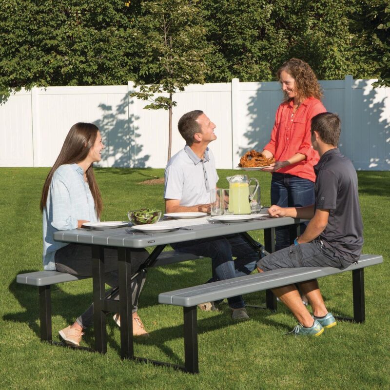 Lifetime Folding High-Density Polyethylene HDPE Picnic Table, Wilson Gray (60359) - Image 17