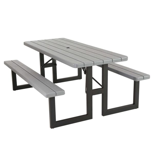 Lifetime Folding High-Density Polyethylene HDPE Picnic Table, Wilson Gray (60359)