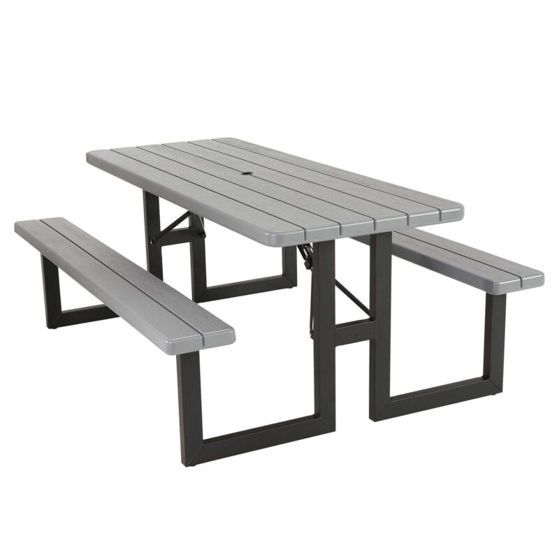 Lifetime Folding High-Density Polyethylene HDPE Picnic Table, Wilson Gray (60359)