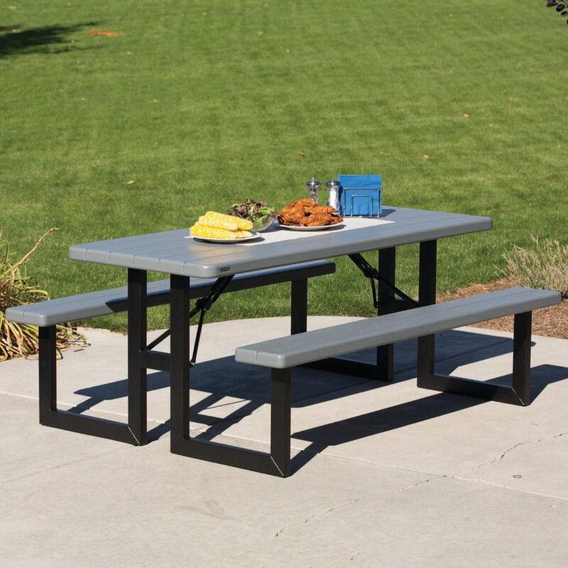 Lifetime Folding High-Density Polyethylene HDPE Picnic Table, Wilson Gray (60359) - Image 14