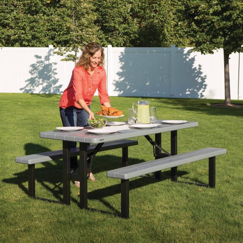 Lifetime Folding High-Density Polyethylene HDPE Picnic Table, Wilson Gray (60359) - Image 20