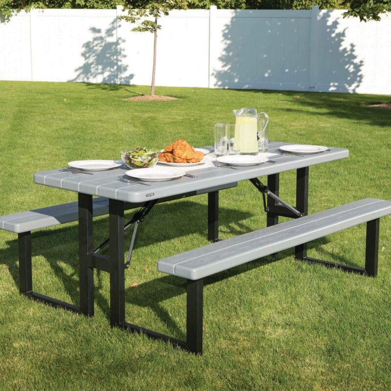Lifetime Folding High-Density Polyethylene HDPE Picnic Table, Wilson Gray (60359) - Image 16