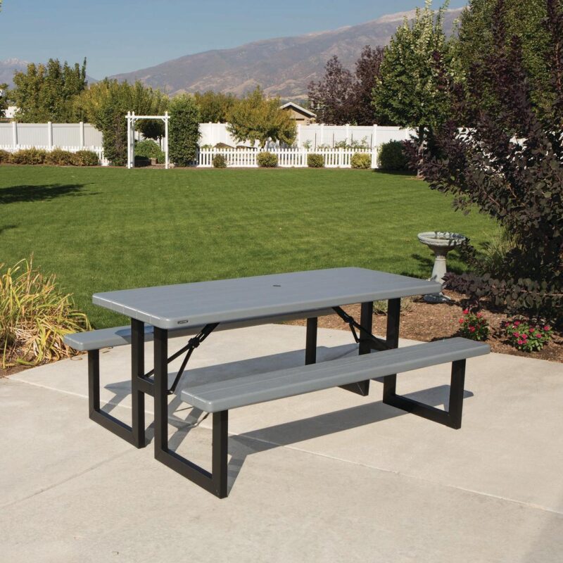 Lifetime Folding High-Density Polyethylene HDPE Picnic Table, Wilson Gray (60359) - Image 2