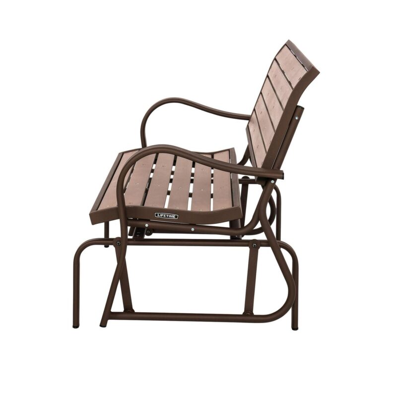 Lifetime Outdoor Glider Bench, Faux Wood, Brown 60290 - Image 5