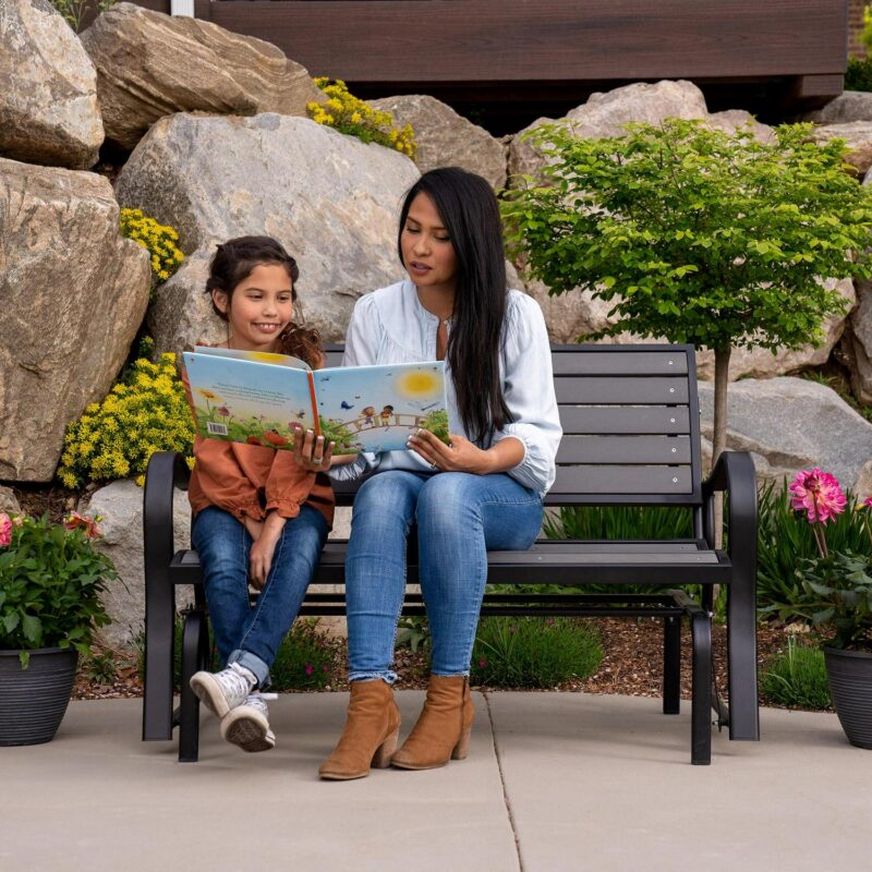 Lifetime Products Outdoor Polystyrene Glider Bench, Harbor Gray (60276) - Image 5