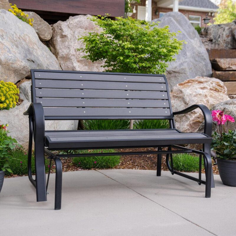 Lifetime Products Outdoor Polystyrene Glider Bench, Harbor Gray (60276) - Image 4