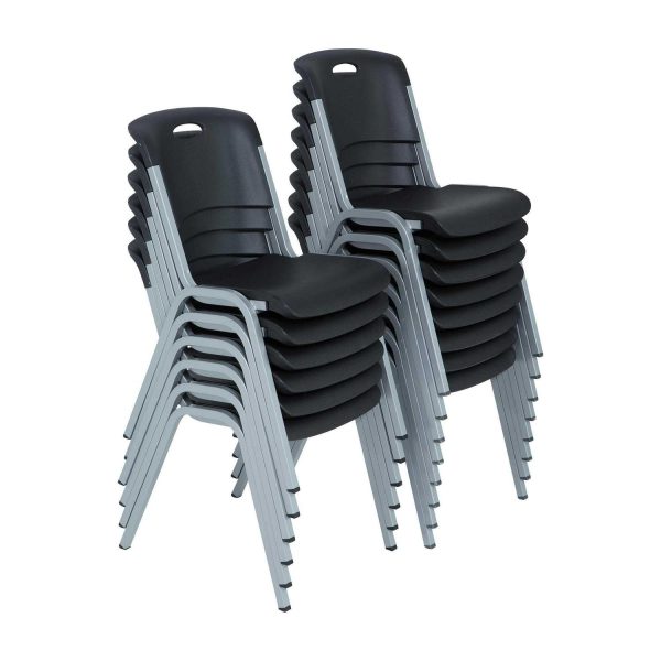 Lifetime Stacking Chairs, Commercial Grade Indoor/Outdoor, Black and Silver, 14 Pack (80569)